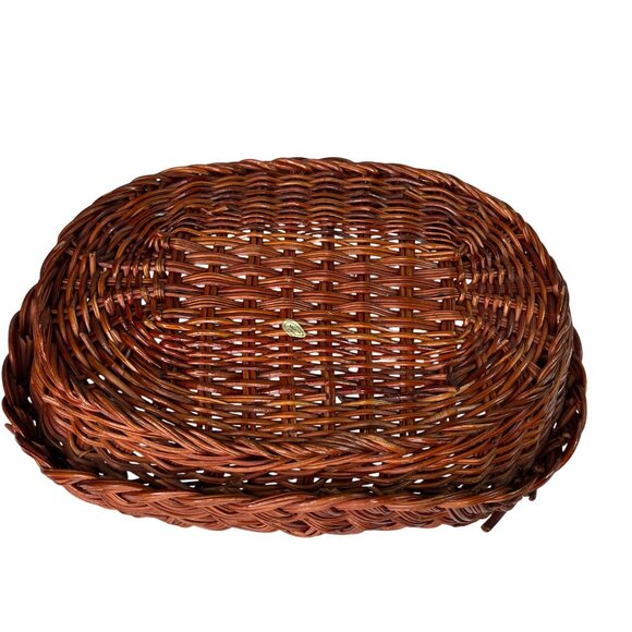 Handcrafted Wooden Faux Fruit & Veggie Décor In Woven Basket Apple Grapes Pear - Picture 9 of 11